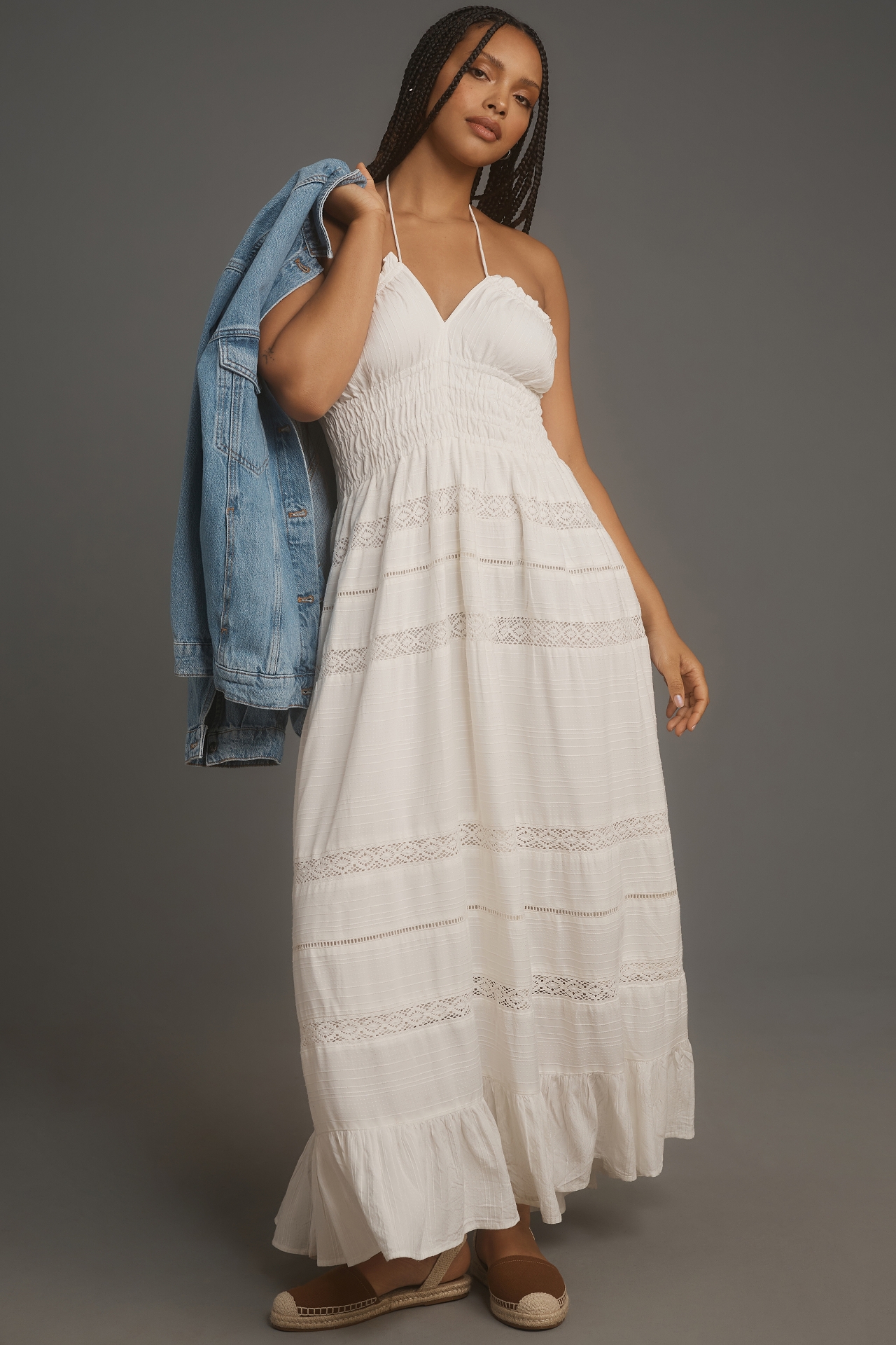 Maeve Strapless Smocked Midi Dress