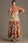 Maeve Off-the-Shoulder Mixed-Print Midi Dress