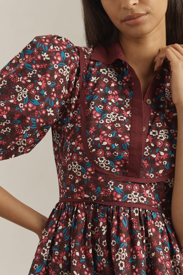 Maeve Puff-Sleeve Collared Mini Dress #3