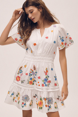 anthropologie sequin embroidered mini dress Folded Paper Dress: Lady bugs and bees