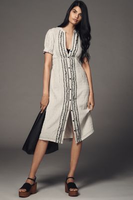 Pilcro Kurzärmeliges Babydoll-Midi-Hemdkleid
