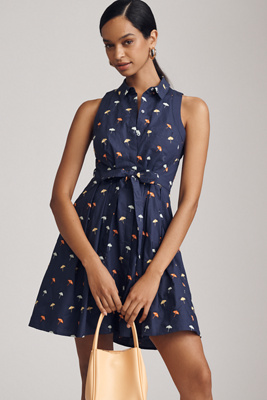 MAEVE SLEEVELESS MINI SHIRT DRESS 