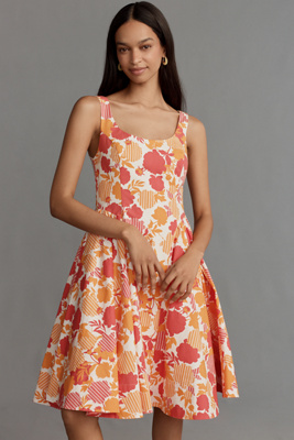 By Anthropologie Sleeveless Scoop-neck Basque-waist Midi Dress