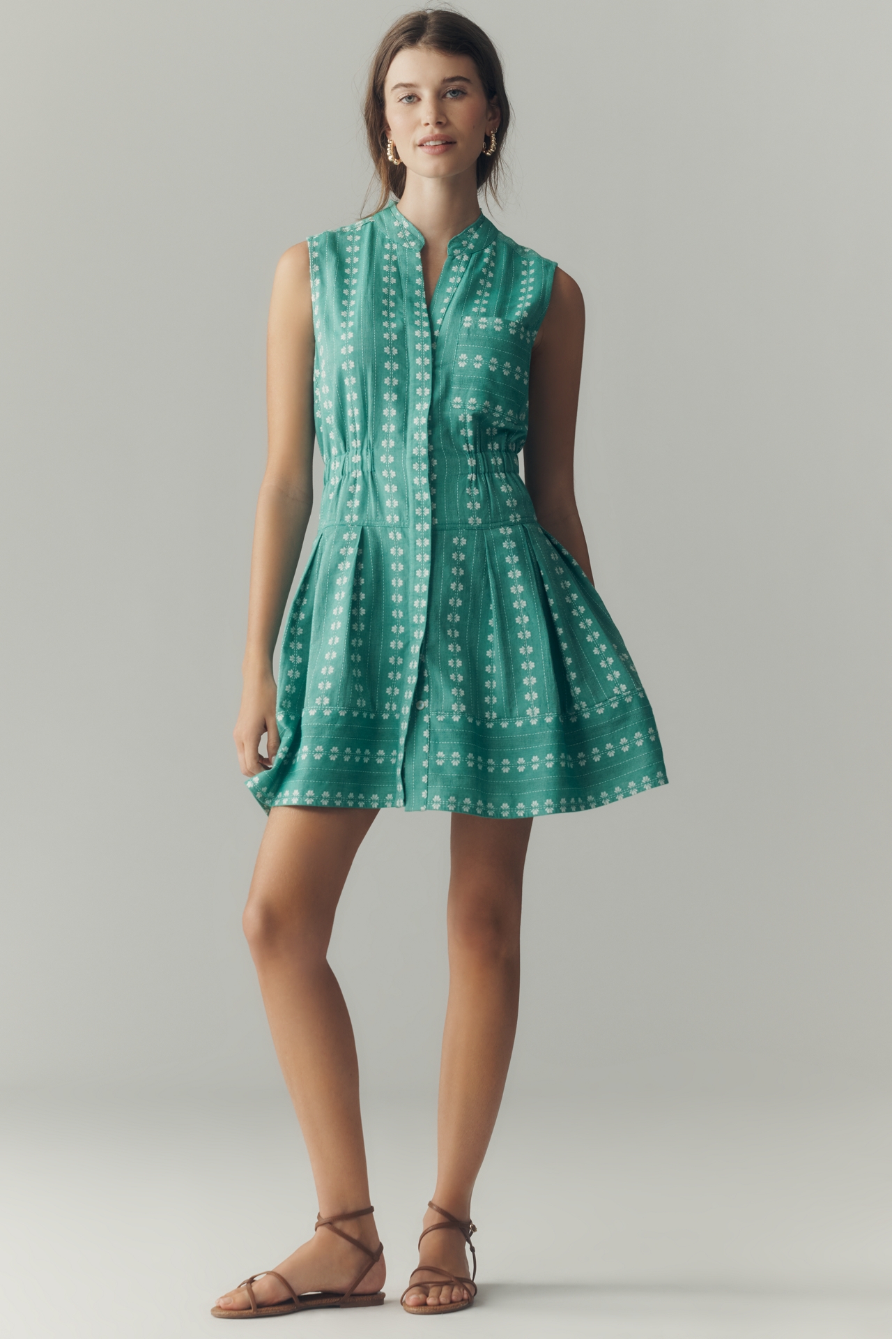 Maeve Sleeveless V-Neck Fit & Flare Shirtdress
