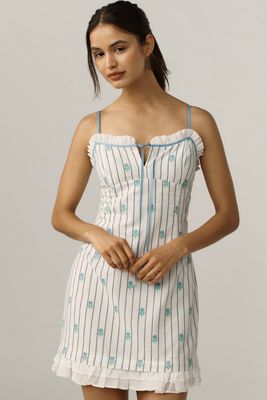 Maeve Sleeveless Jacquard Ruffle-Hem Mini Dress