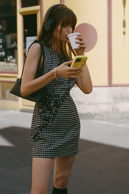 By Anthropologie Sleeveless Crew-Neck Embellished Mini Dress product page