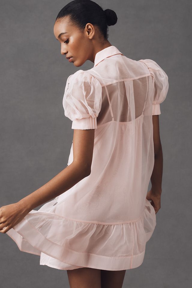 Maeve Short-Sleeve Embellished Mini Shirt Dress #2