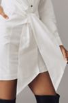 By Anthropologie Long-Sleeve Tie-Front Mini Shirt Dress