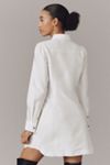 By Anthropologie Long-Sleeve Tie-Front Mini Shirt Dress