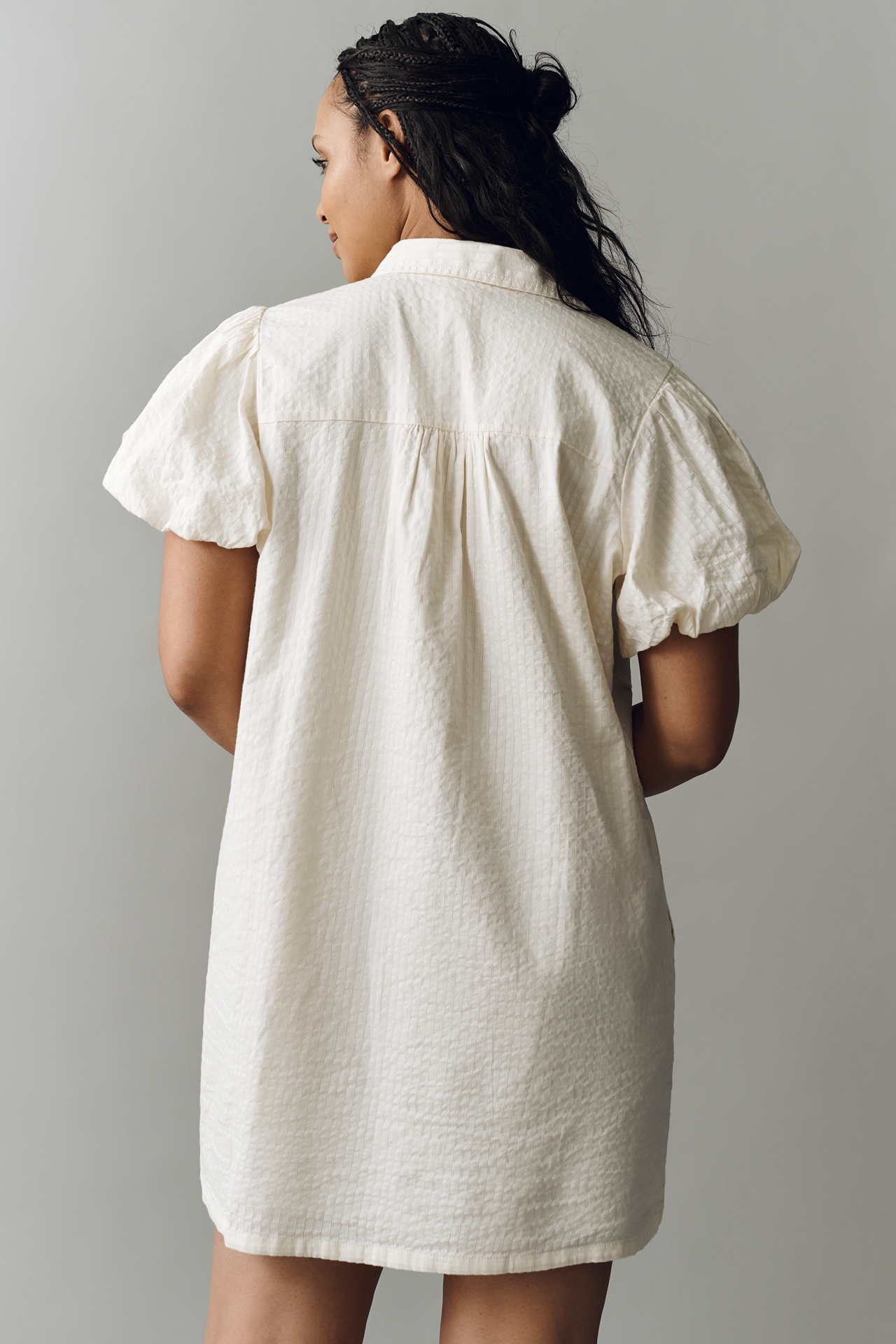 Pilcro 100% Cotton Puff-Sleeve Mini Shirt Dress