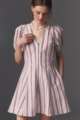 Calder Puff-Sleeve Poplin Mini Dress by Pilcro