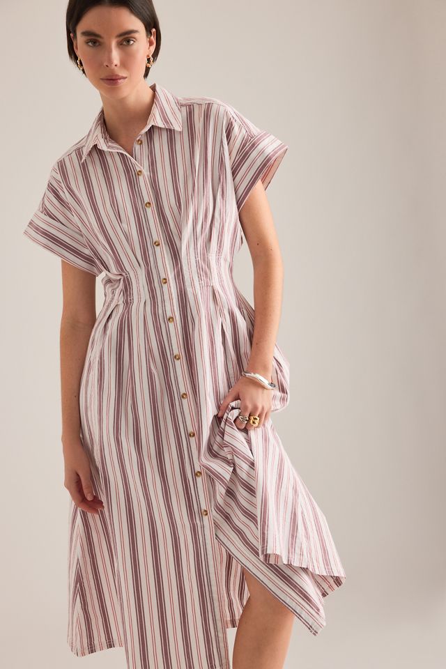 The Bobbie Short-Sleeve Fitted-Waist Midi Shirt Dress by Pilcro #2