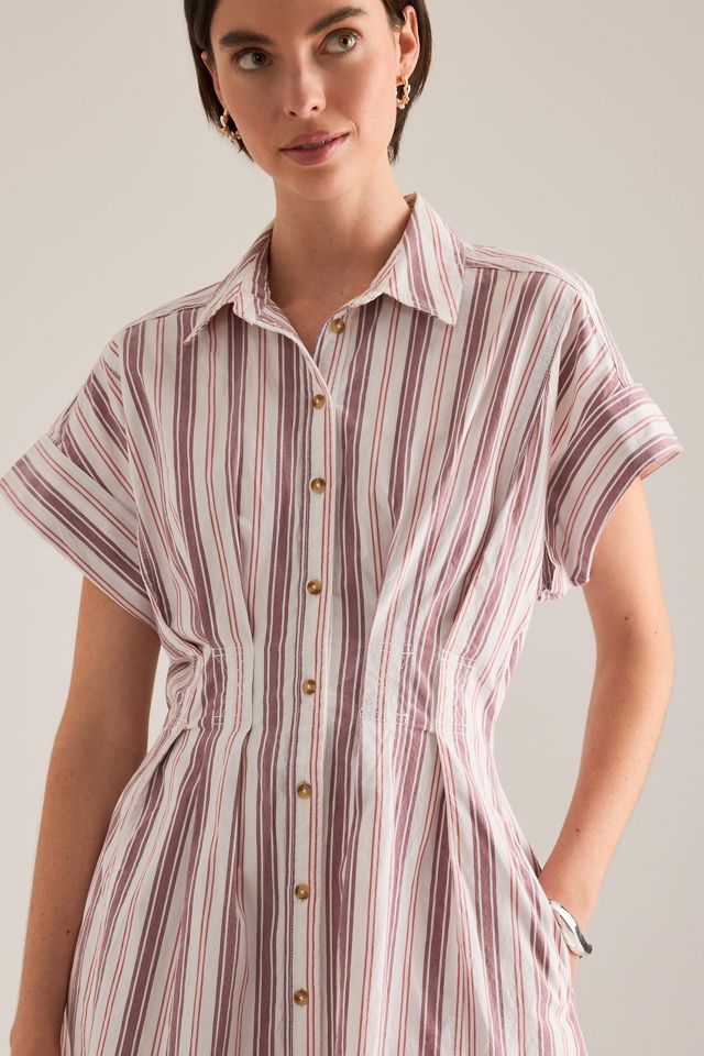The Bobbie Short-Sleeve Fitted-Waist Midi Shirt Dress by Pilcro #4
