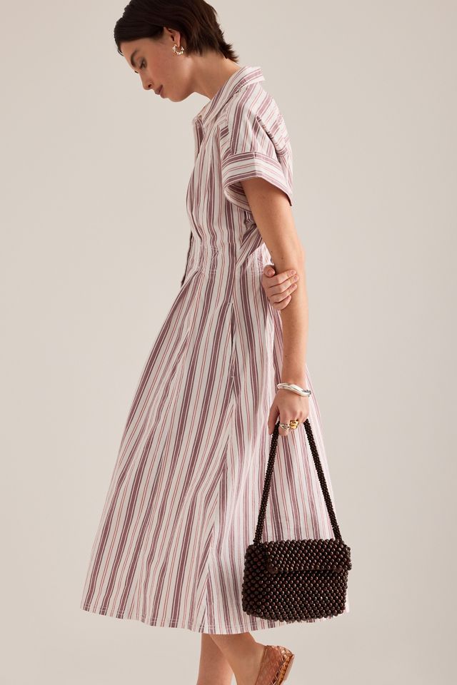 The Bobbie Short-Sleeve Fitted-Waist Midi Shirt Dress by Pilcro #1