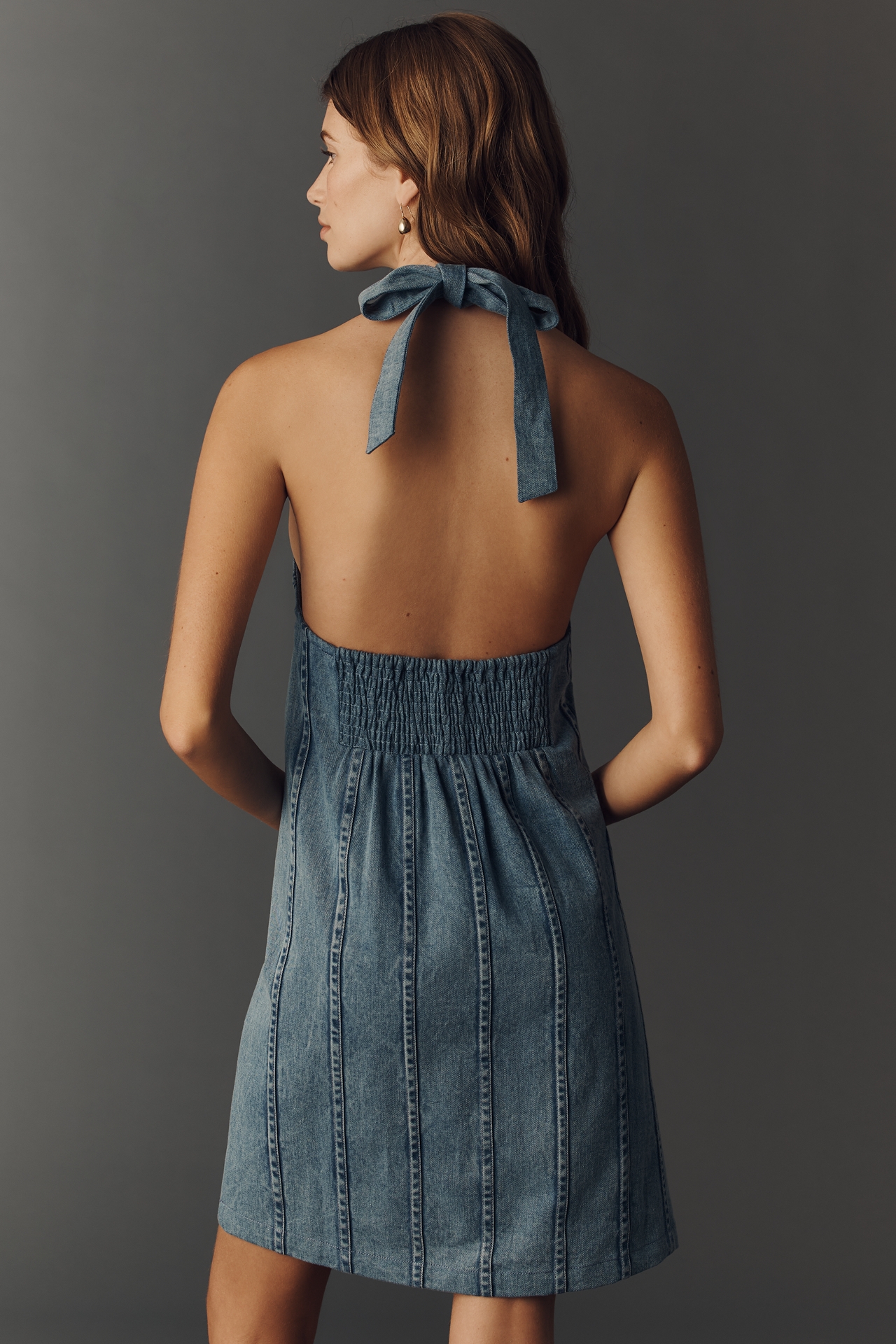 Maeve Deco Denim Halter Dress
