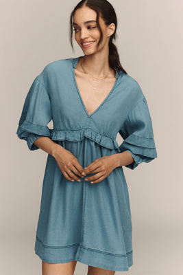 knee length dresses for ladies Remember This Deep V Mini Swing Dress – The Campus Colors Boutique main image 0