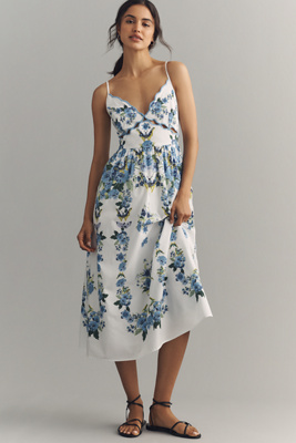 By Anthropologie Cotton Scalloped Midi Dress