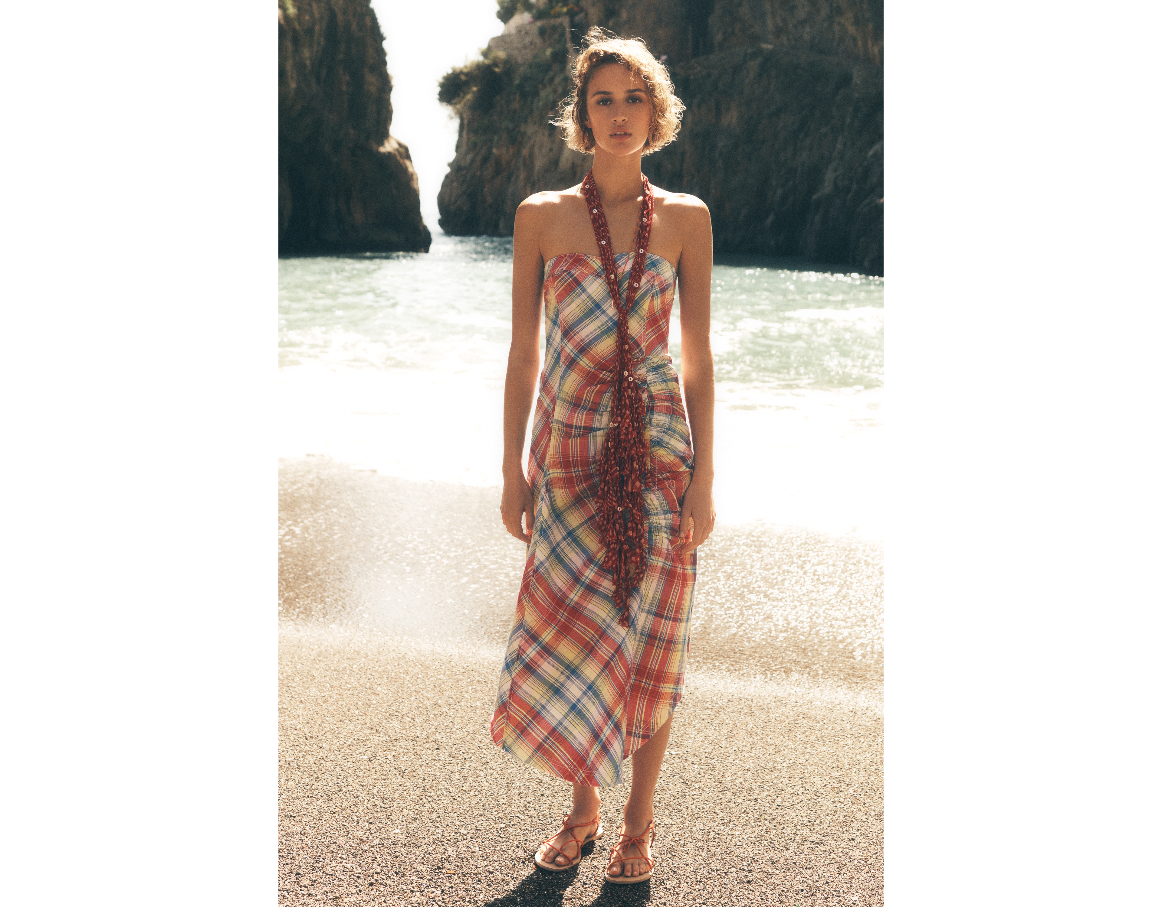 Pilcro 100% Cotton Strapless Ruched Midi Dress