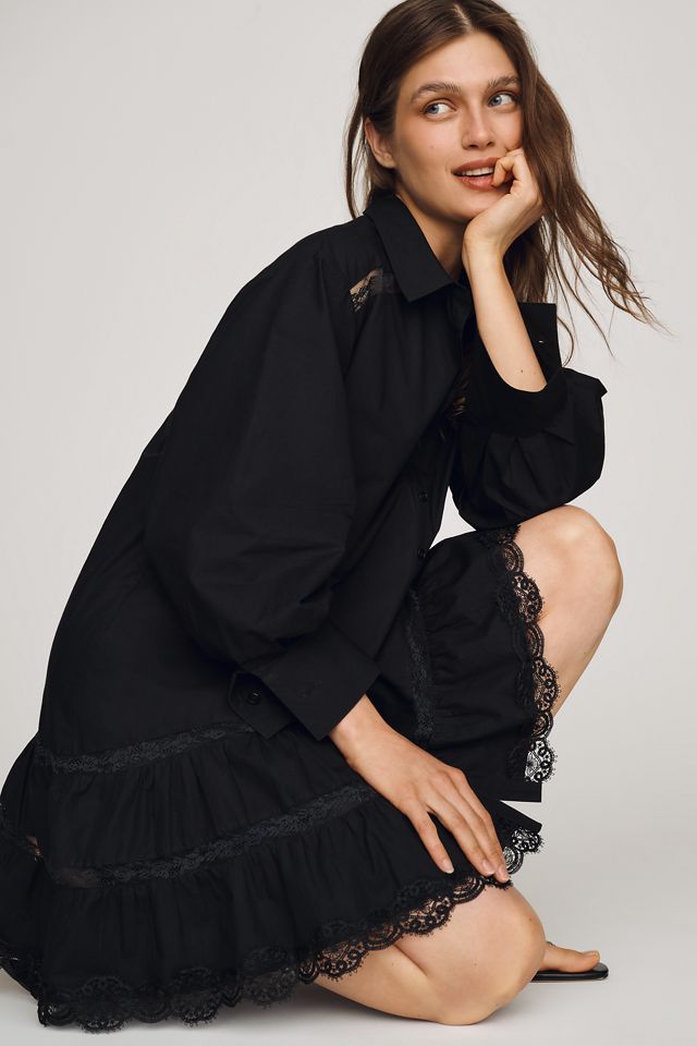 Maeve 100% Cotton Lace-Trim Shirtdress #2