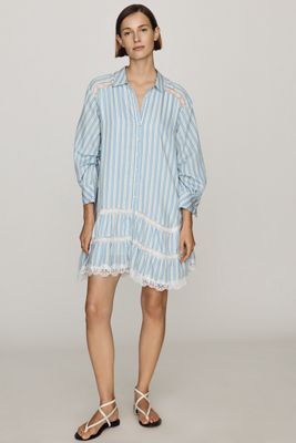 Maeve Cotton Lace-Trim Shirt Dress
