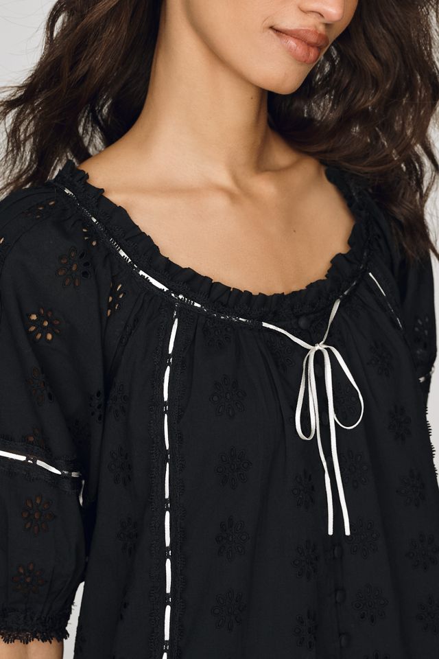 By Anthropologie 100% Cotton Eyelet Mini Dress #2