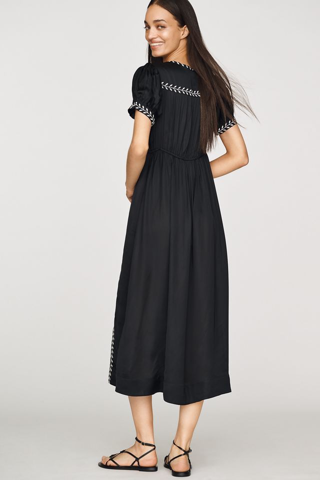 By Anthropologie Satin Embroidered Midi Dress #2