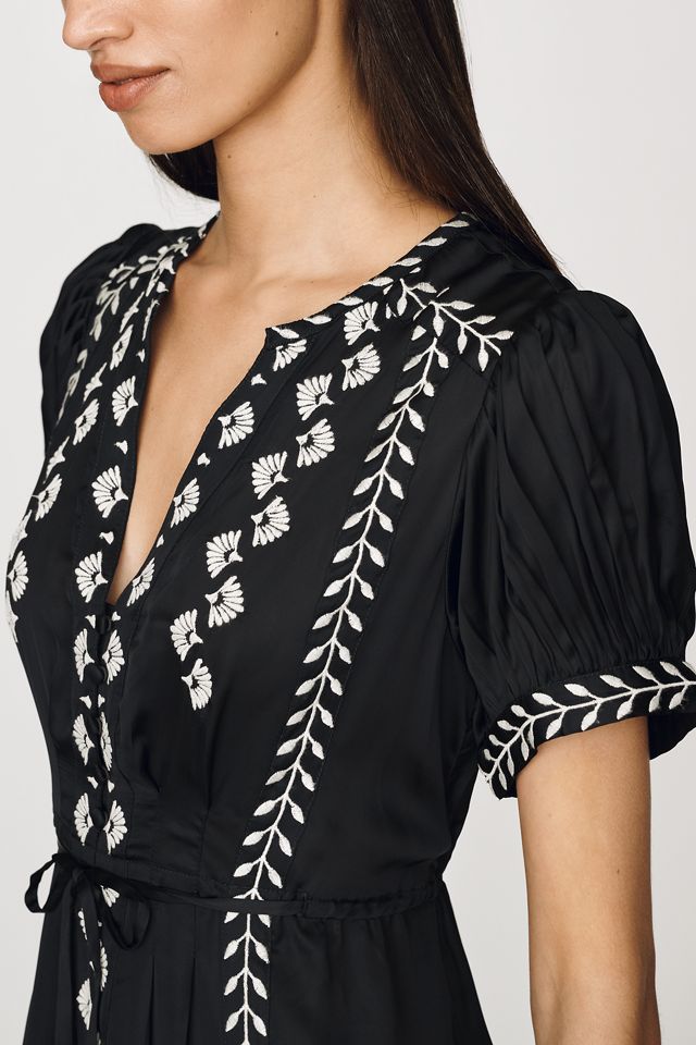 By Anthropologie Satin Embroidered Midi Dress #3