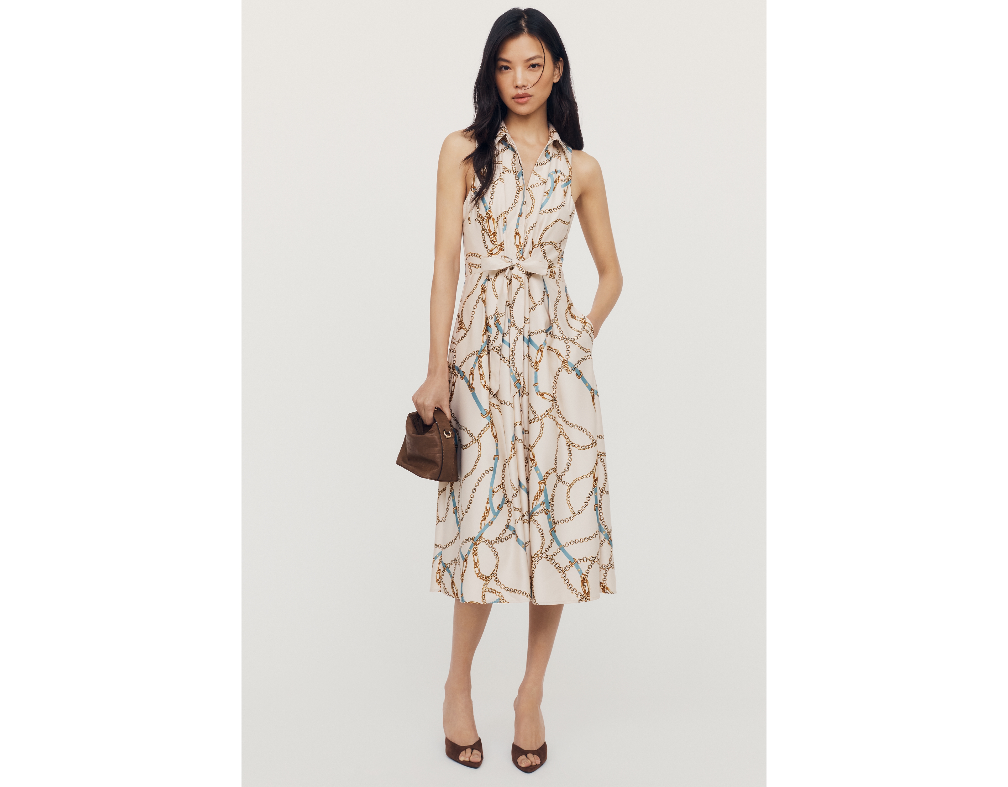 Maeve Satin Tie Twist Midi Dress
