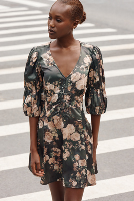 Pilcro Puff-Sleeve Slip Mini Dress | Anthropologie
