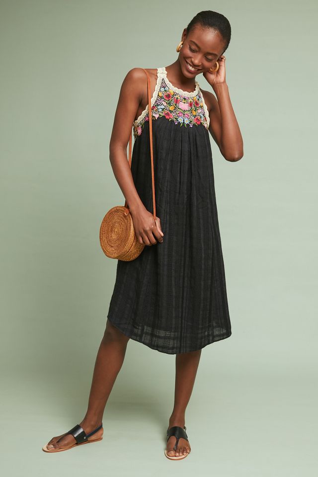 Anthropologie black hotsell embroidered dress