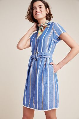 anthropologie blue striped dress