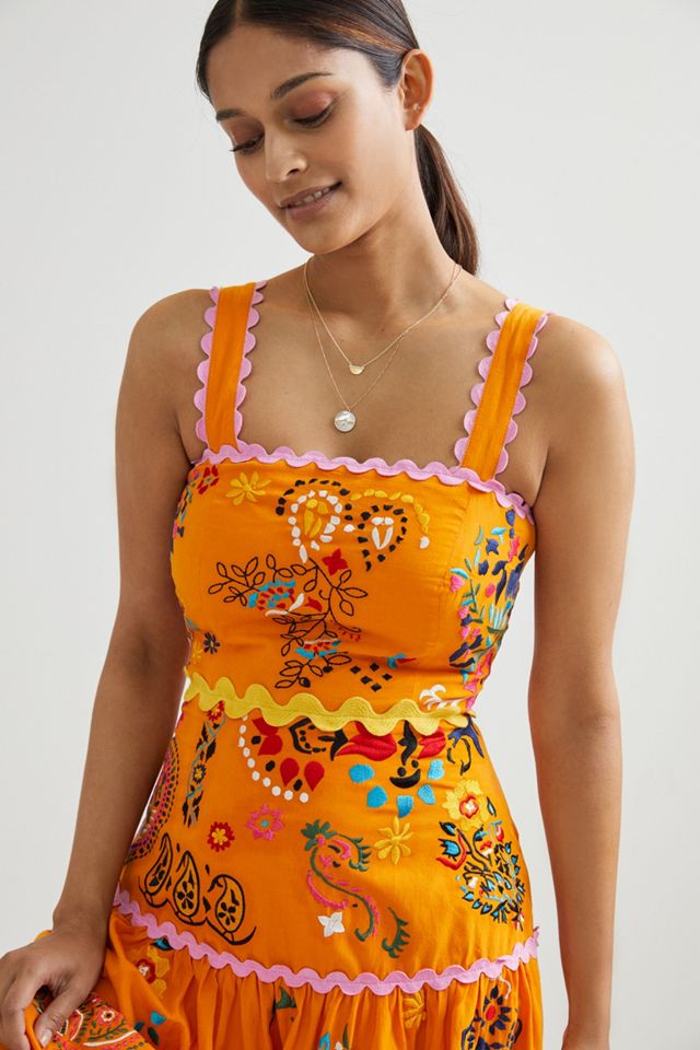 Maeve Sunset Embroidered Midi Dress #1