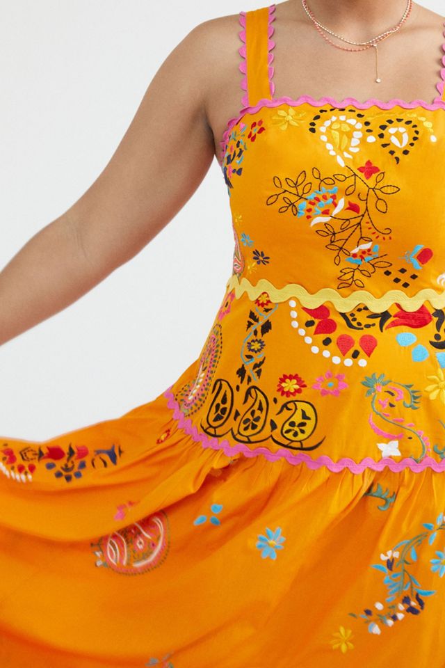 Maeve Sunset Embroidered Midi Dress #4