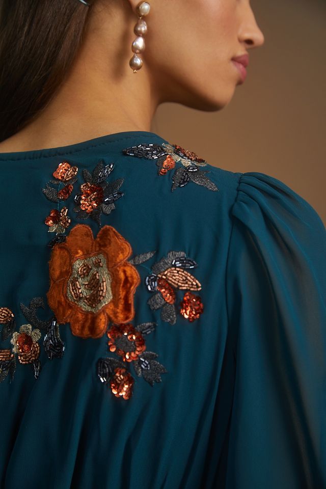 anthropologie beaded wrap dress Anthropologie | Dresses | Anthropologie Beaded Wrap Midi Dress Size 4