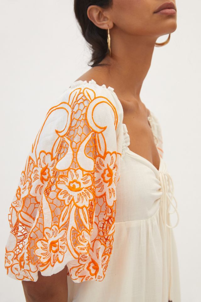 Tina Puff-Sleeved Embroidered Maxi Dress | Anthropologie