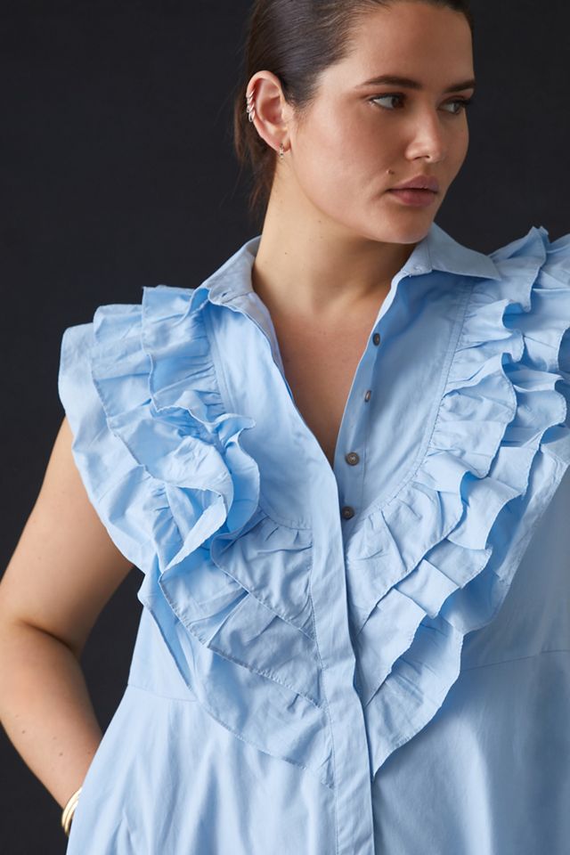 Maeve Ruffled Button-Front Mini Dress #8