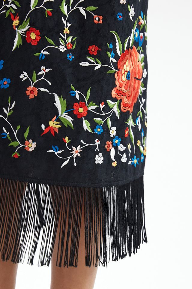 Cap-Sleeve Fringe Midi Dress #3