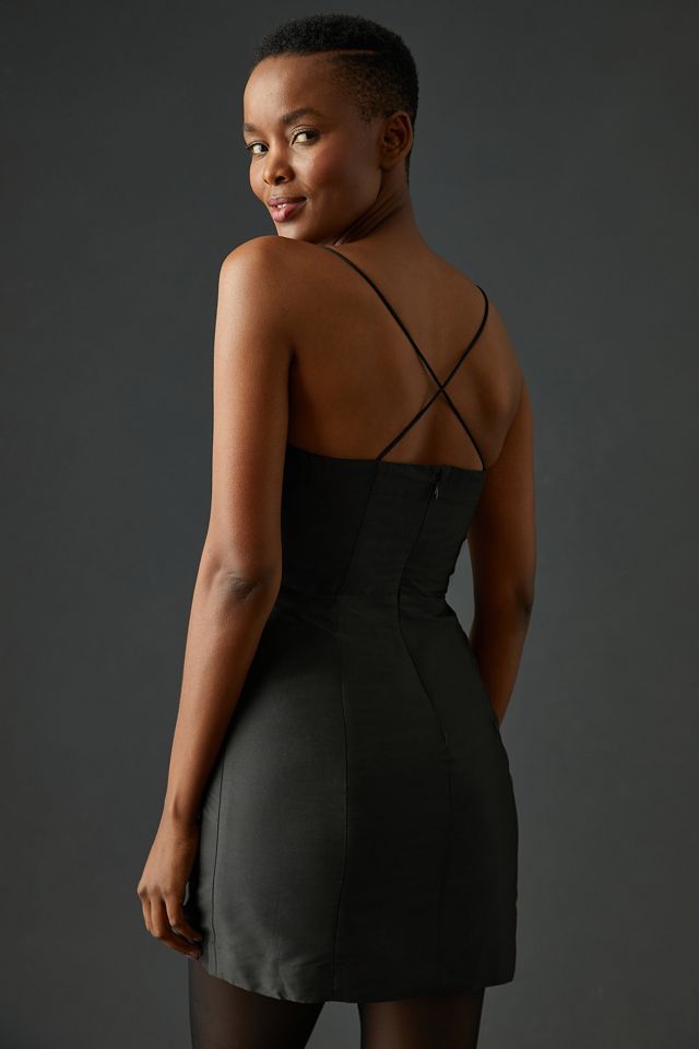green emerald velvet dress Deep V Neck Halter Crossed Back Mini Dress main image 0