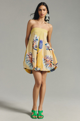 sarah gordon strapless printed mini dress Celandine x Sarah Gordon Side Cutout Mini Dress