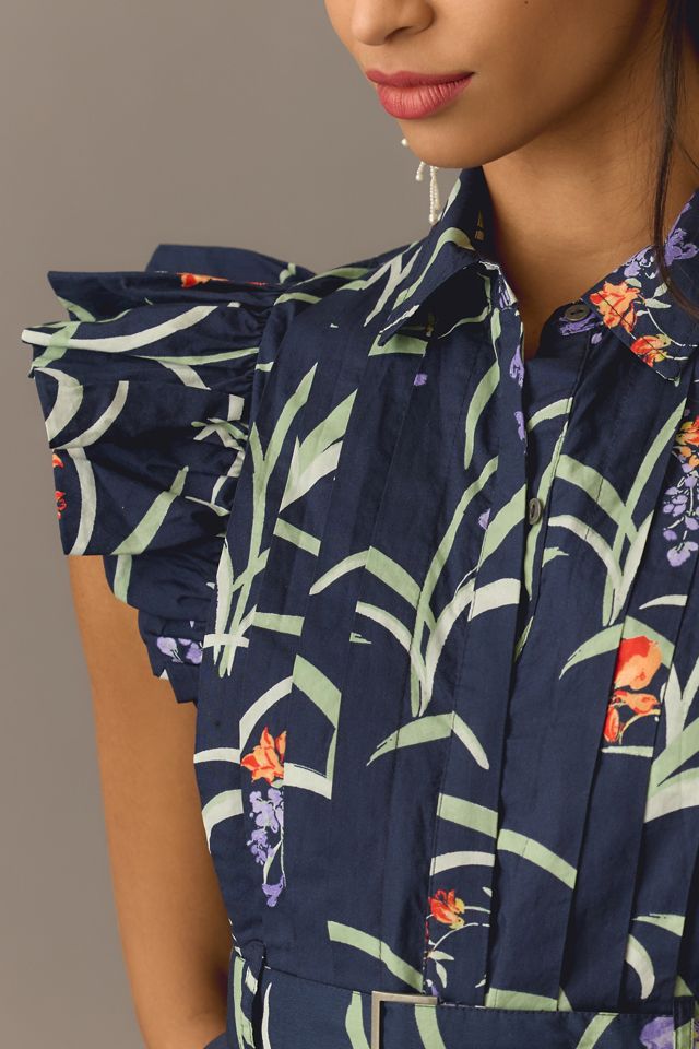 Ruffled Floral Shirt Dress #1
