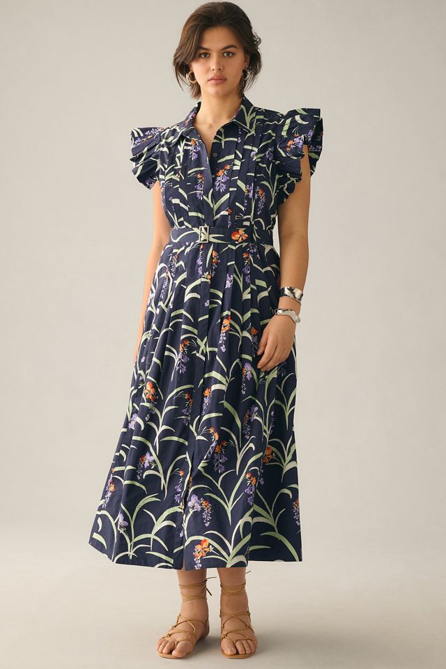 Ruffled Floral Shirt Dress #5