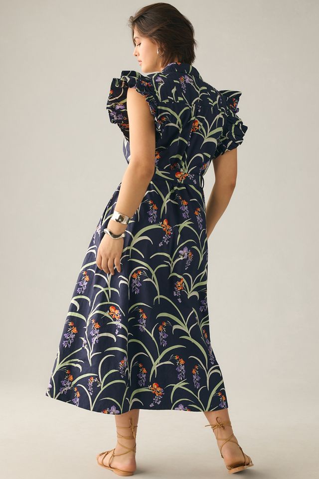 Ruffled Floral Shirt Dress #6