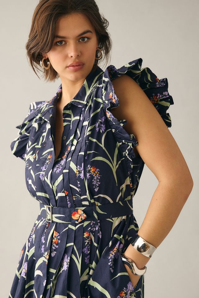Ruffled Floral Shirt Dress #4