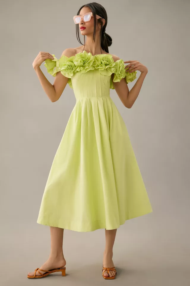 Maeve Ruffled-Neckline Pleated Dress £170 Anthropologie