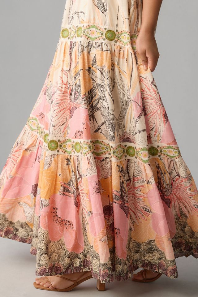 By Anthropologie Square-Neck Floral Maxi Dress #8