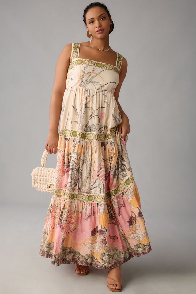 By Anthropologie Square-Neck Floral Maxi Dress #5