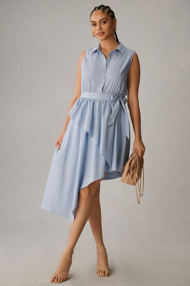 Maeve Asymmetrical Sleeveless Shirt Dress #3