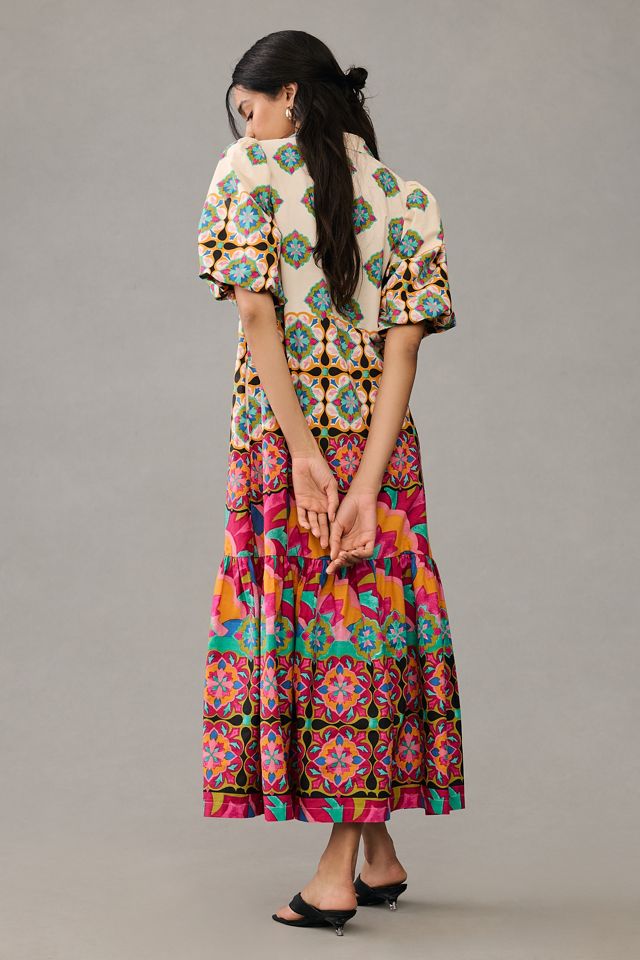 By Anthropologie Mixed Print Buttondown Maxi Dress #2