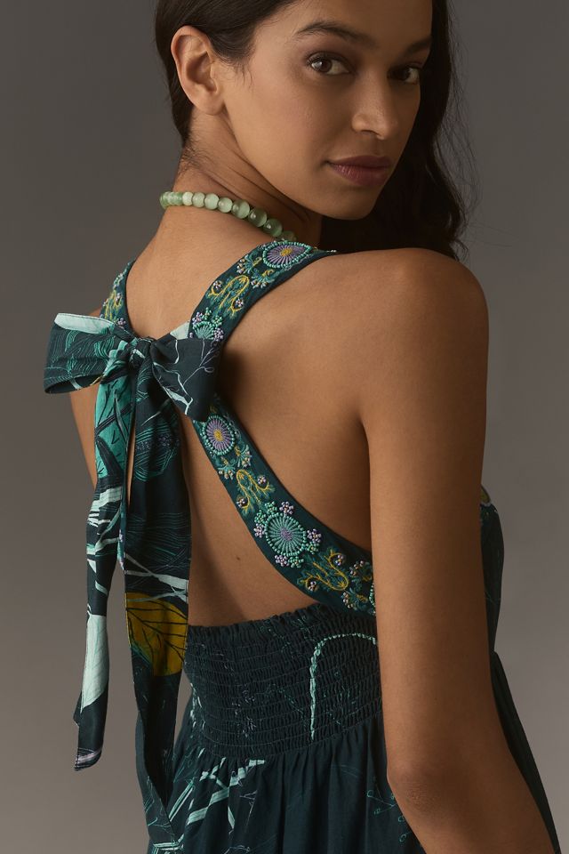 By Anthropologie Square-Neck Embellished Midi Dress #3