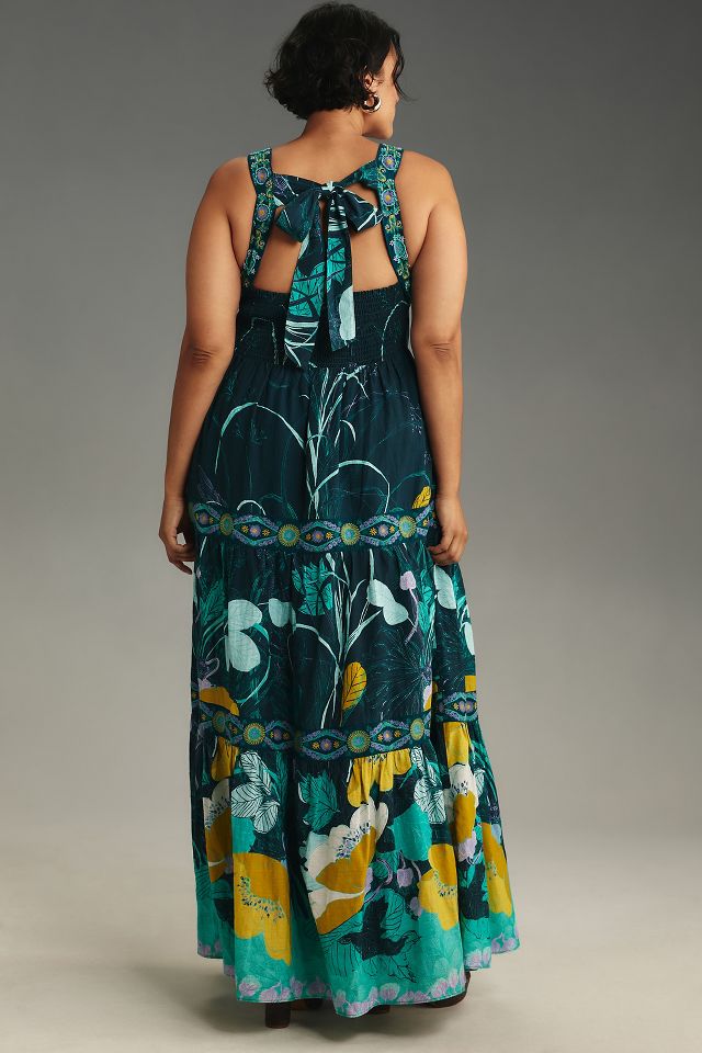 By Anthropologie Square-Neck Embellished Midi Dress | Anthropologie
